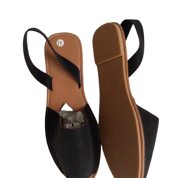 Peep Toe  Flat Stitch PU Leather Sling back Sandals - Picture 3 of 5